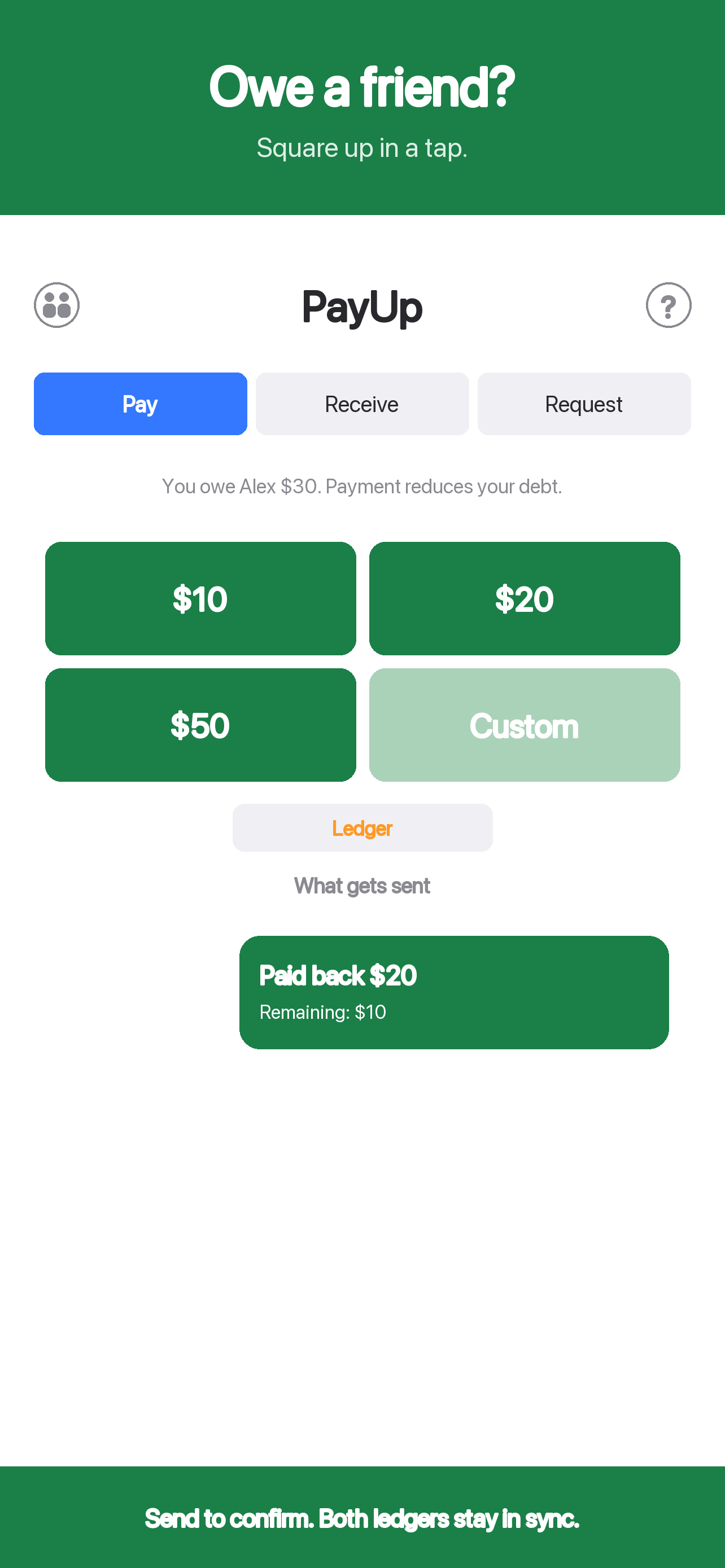 Pay tab